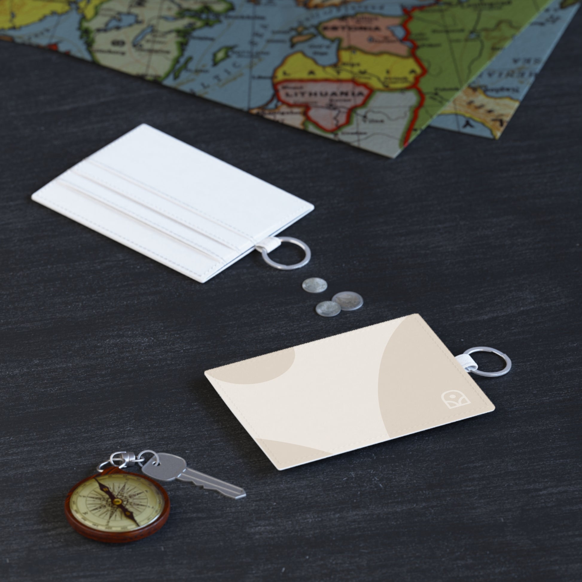Saffiano Leather Card Holder with Keyring